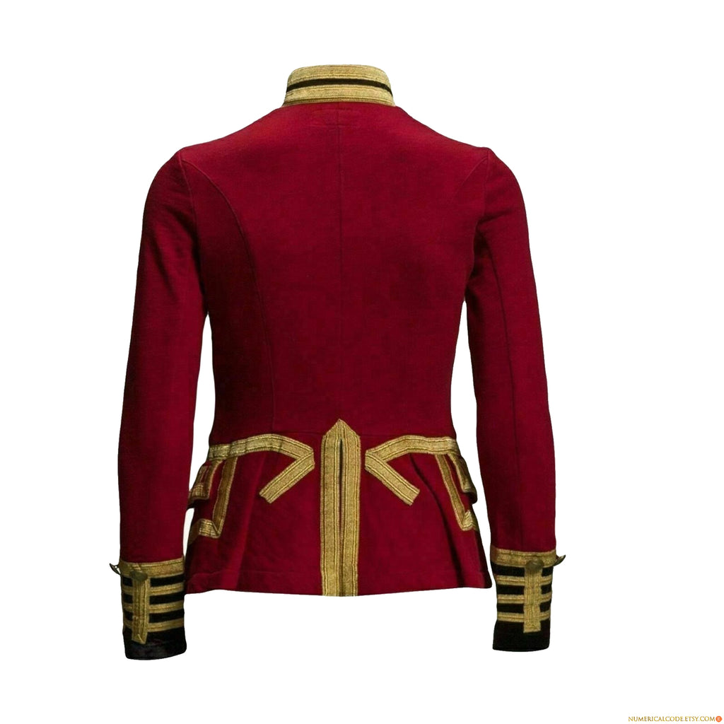 Women Military Blazer Red Wool French Terry Officer's Commander Band Jacket