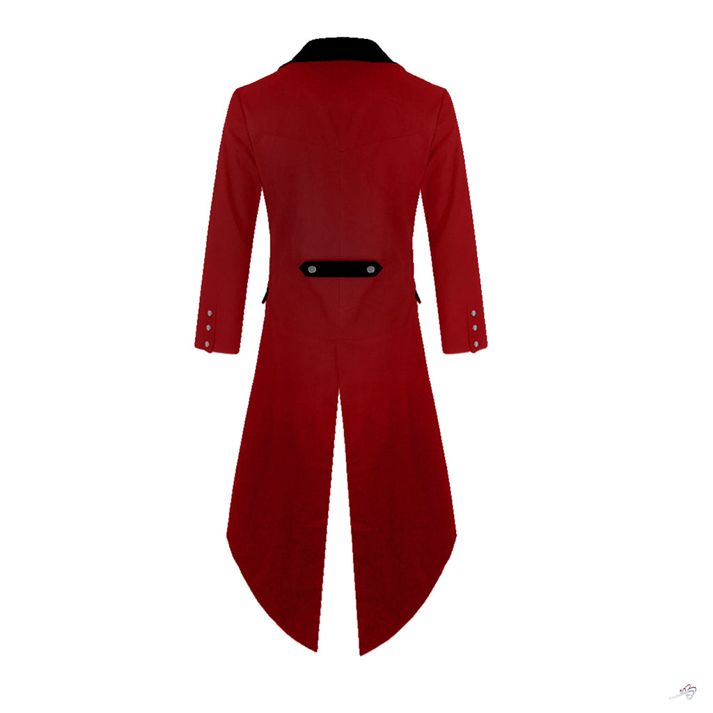 Men's Steampunk Tailcoat Jacket Red & Green Colors with Black Lapels Gothic Victorian Coat VTG