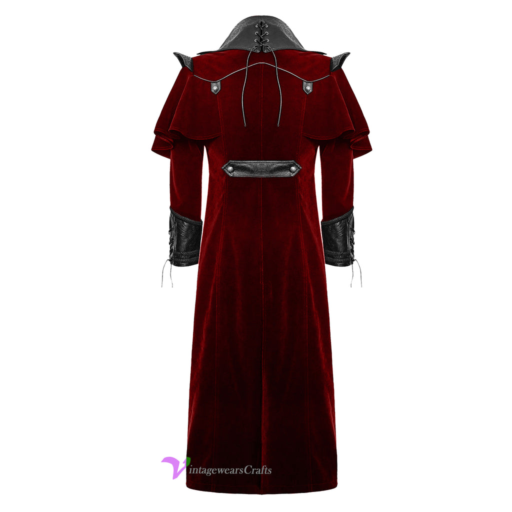 Men's Long Coat Costume Vintage Military Style Gothic Steam punk Trench Cosplay Party Pirate Jacket
