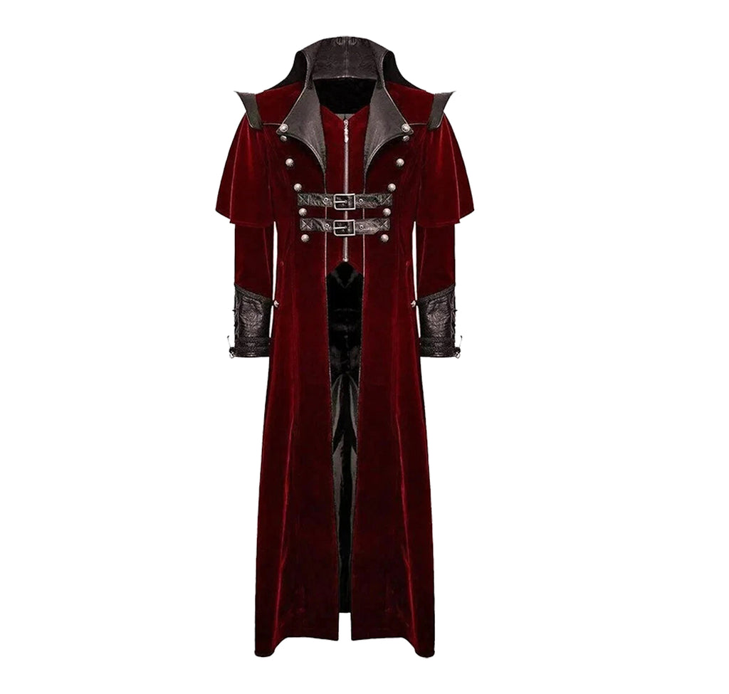 Men's Long Coat Costume Vintage Military Style Gothic Steam punk Trench Cosplay Party Pirate Jacket