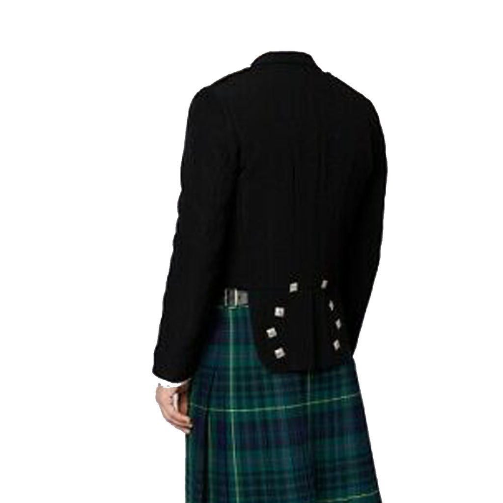 Men's Black Scottish Prince Charlie Kilt Jacket With Waistcoat/Vest - Sizes 36"- 54"