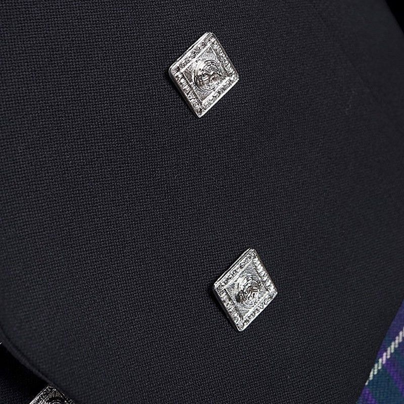 Men's Black Scottish Prince Charlie Kilt Jacket With Waistcoat/Vest - Sizes 36"- 54"