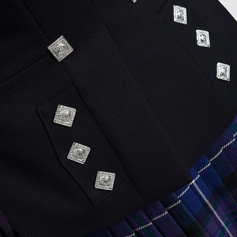 Men's Black Scottish Prince Charlie Kilt Jacket With Waistcoat/Vest - Sizes 36"- 54"
