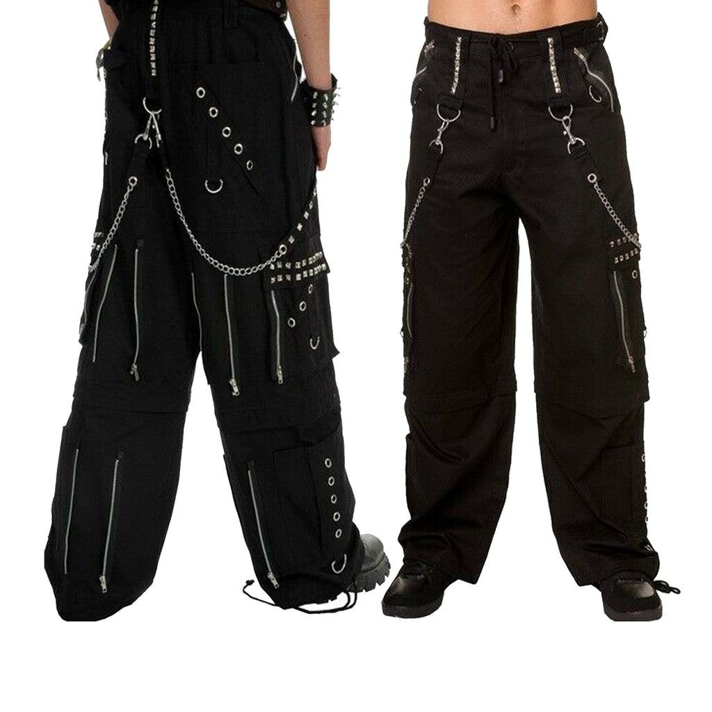 Men's Gothic Black Chrome Trousers Punk Rock Studs Metal And Chain Trouser Pant