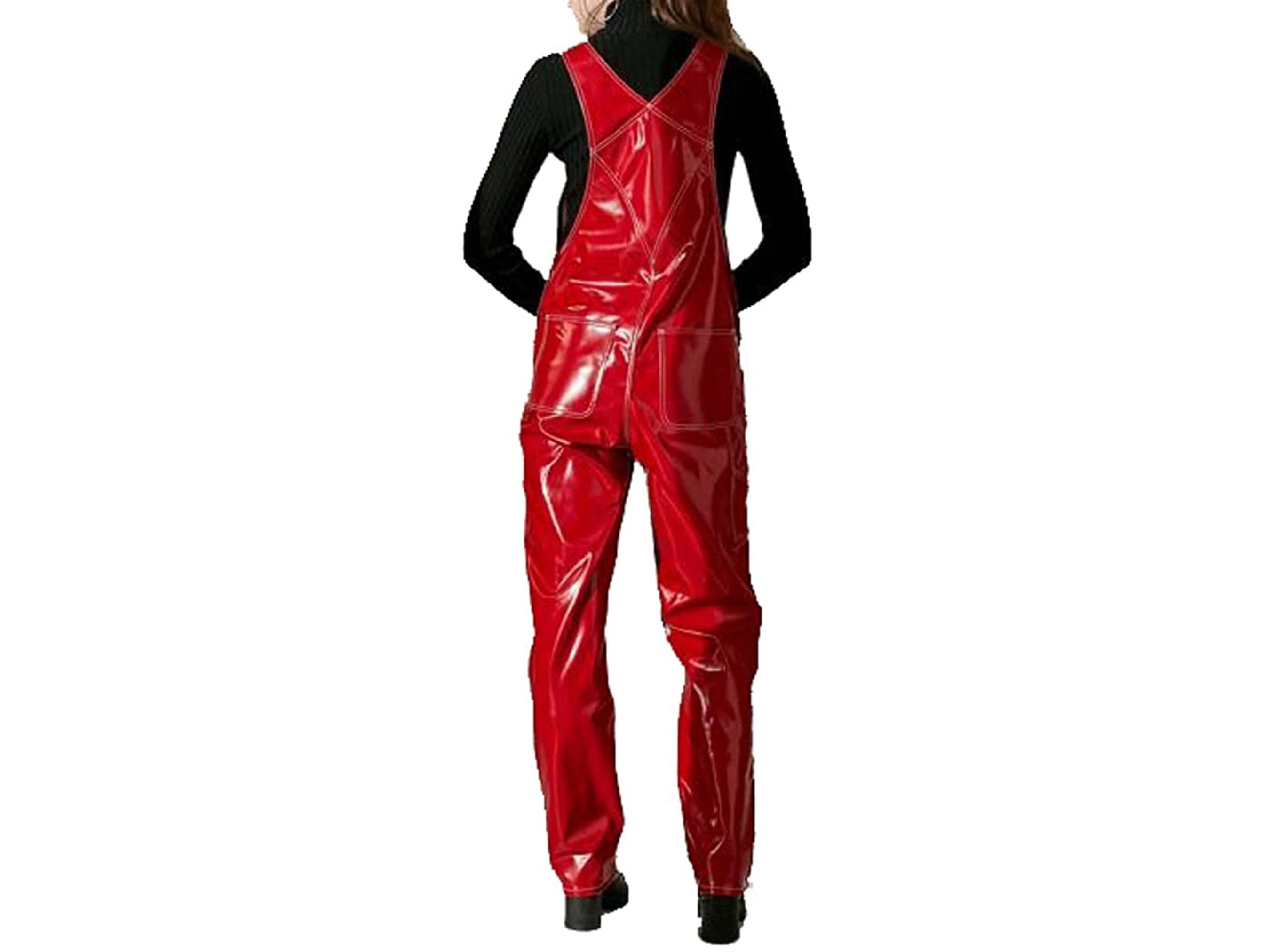 Vinyl Overalls, Dungarees, Jumpsuit, Romper, Playsuit , PVC, Leather , Shortall, Pinafore Dress- Black, Red Outdoor Workwear Overalls