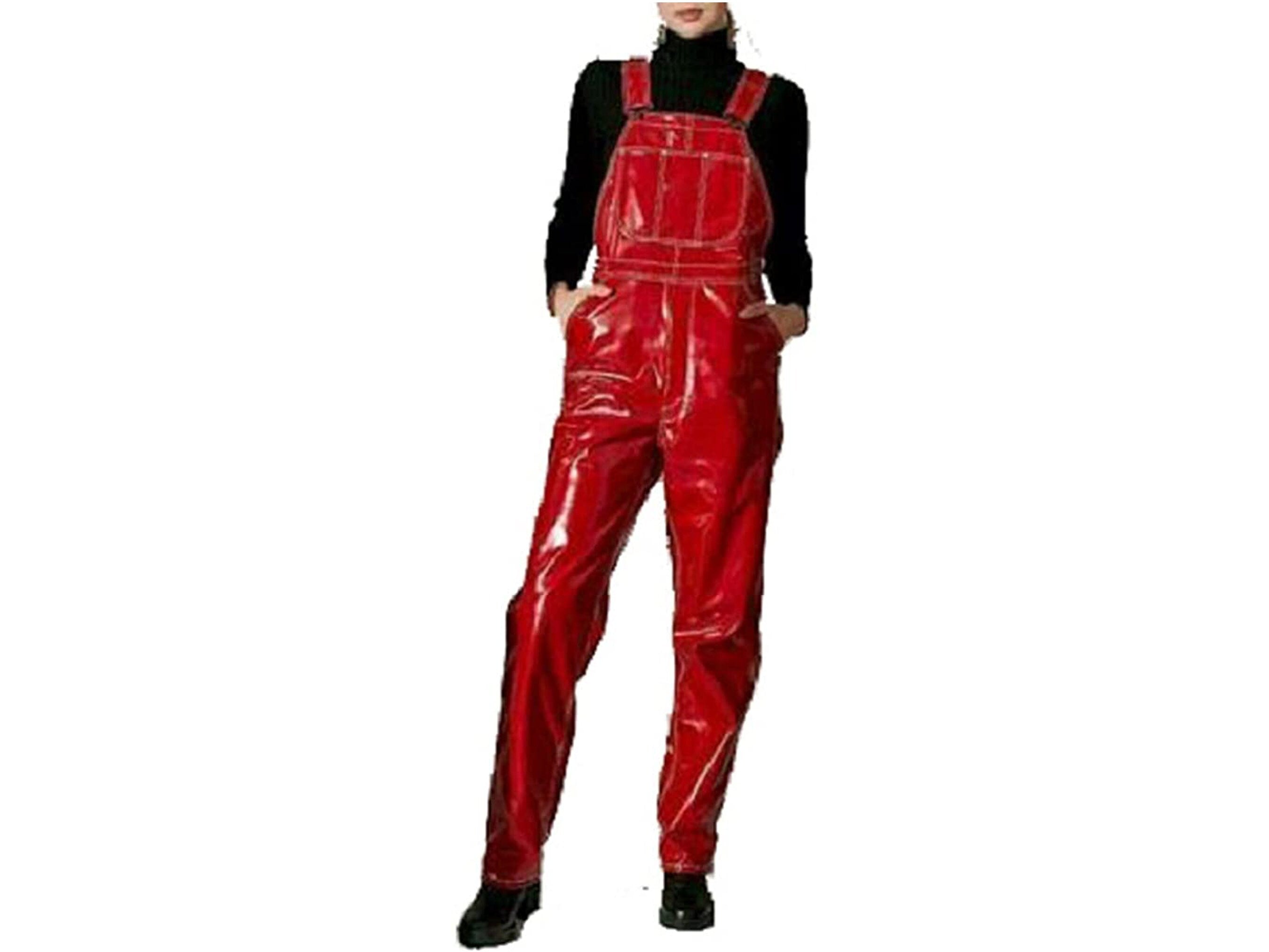 Vinyl Overalls, Dungarees, Jumpsuit, Romper, Playsuit , PVC, Leather , Shortall, Pinafore Dress- Black, Red Outdoor Workwear Overalls