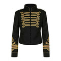 Ladies Fashion Gold Braid Jacket Women Black Cotton Military Commander Officer Hussar Banned Jacket