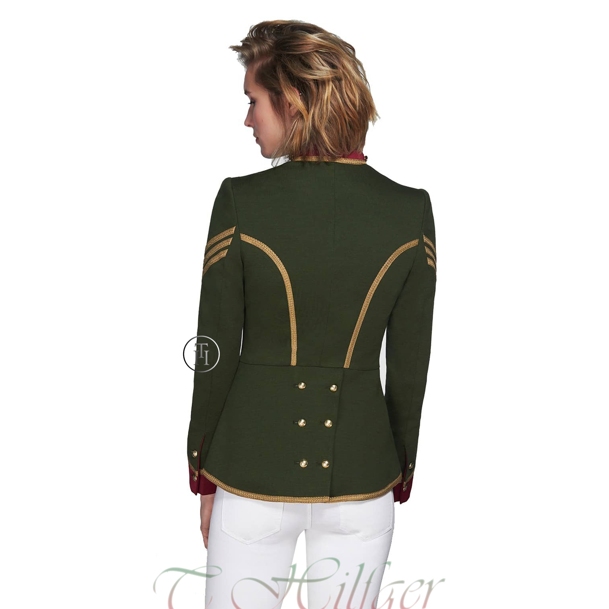 Women Green Wool Military Jacket Naval Officer Gothic Blazer Army Admiral Coat