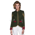 Women Green Wool Military Jacket Naval Officer Gothic Blazer Army Admiral Coat