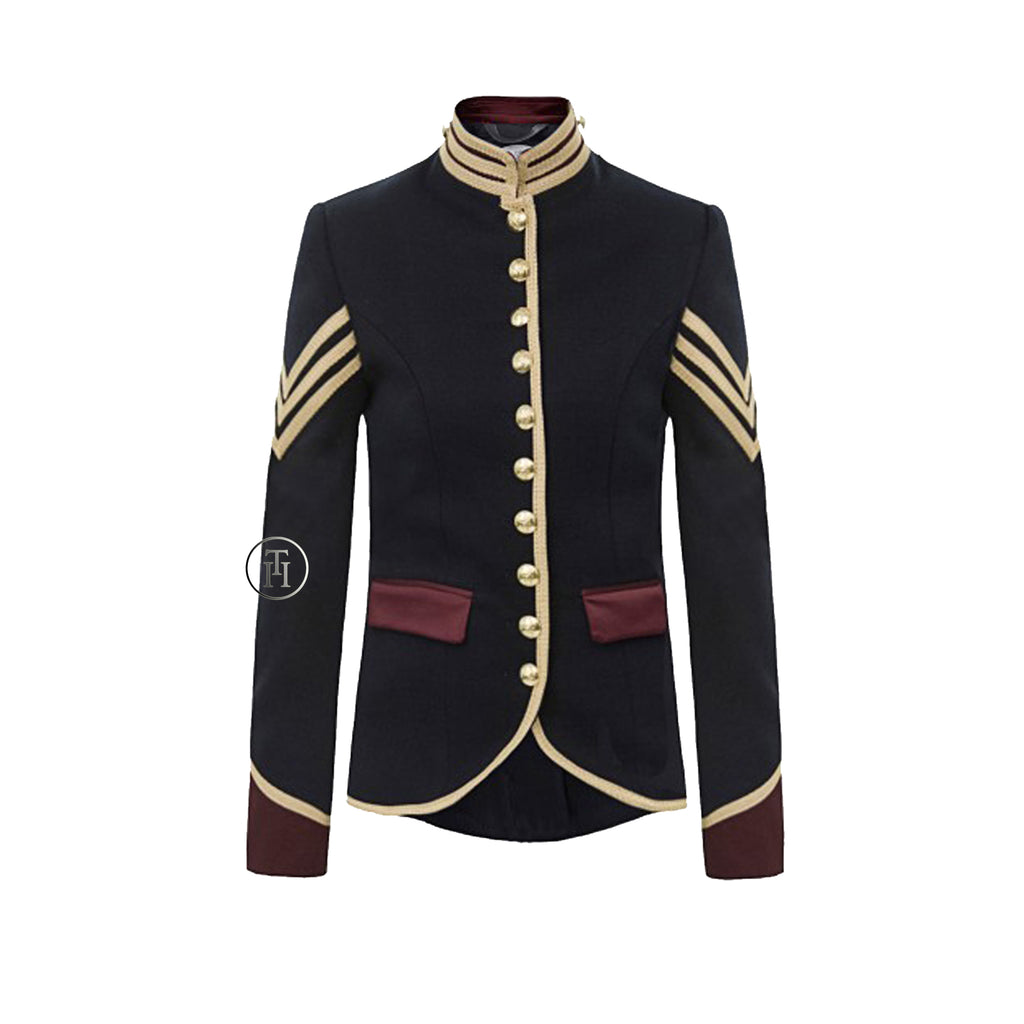Women Black Cotton Military Jacket Naval Officer Gothic Blazer Army Admiral Coat
