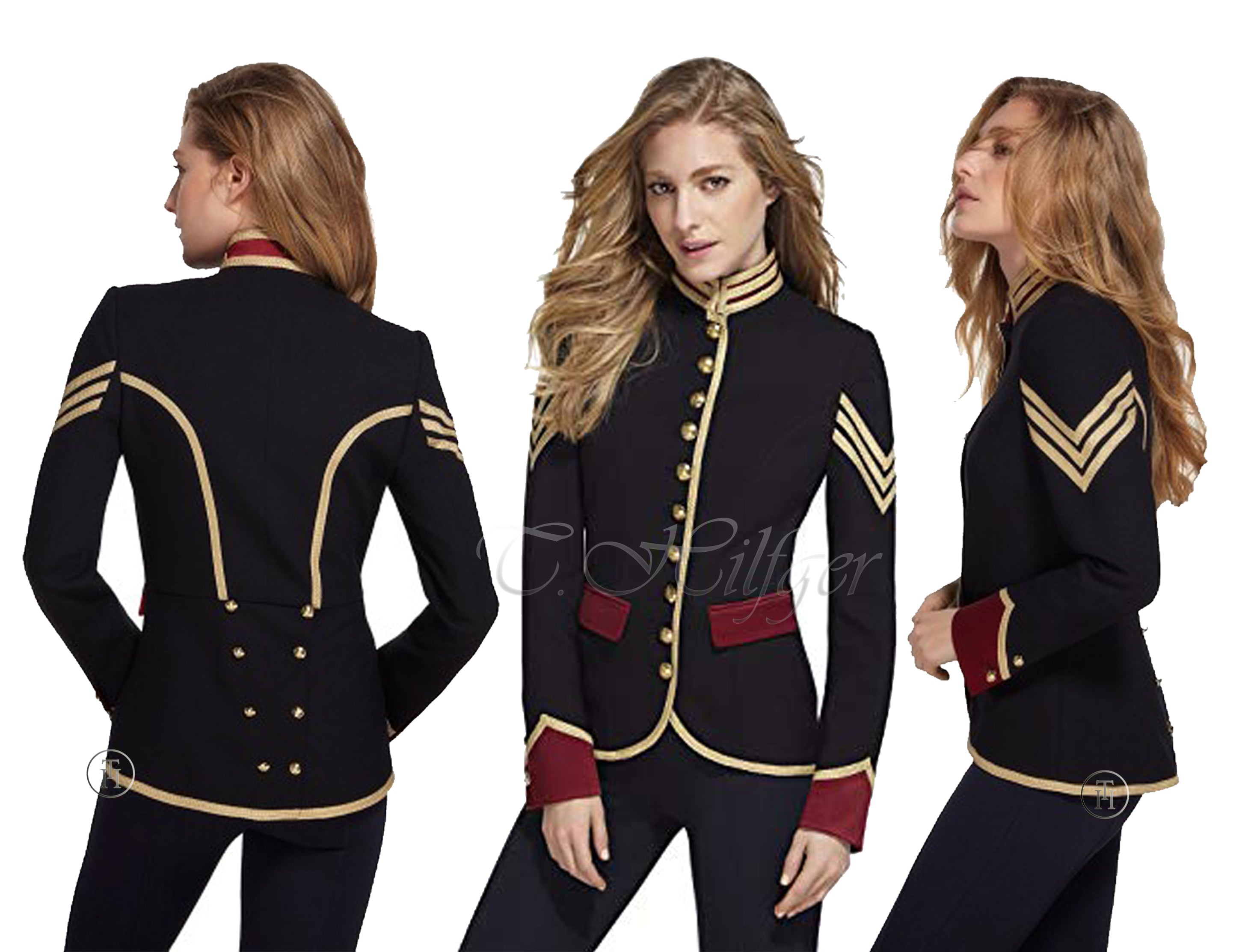 Women Black Cotton Military Jacket Naval Officer Gothic Blazer Army Admiral Coat