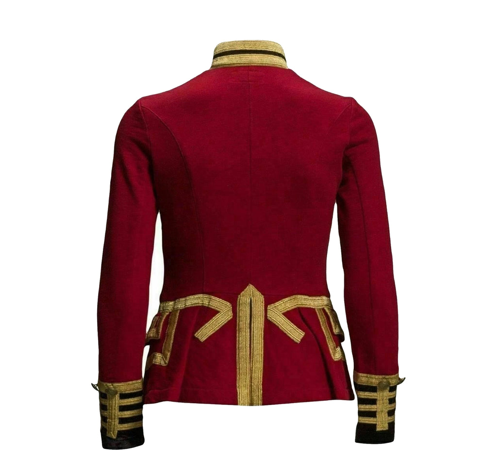 Women Military Blazer Red Wool French Terry Officer's Commander Band Jacket