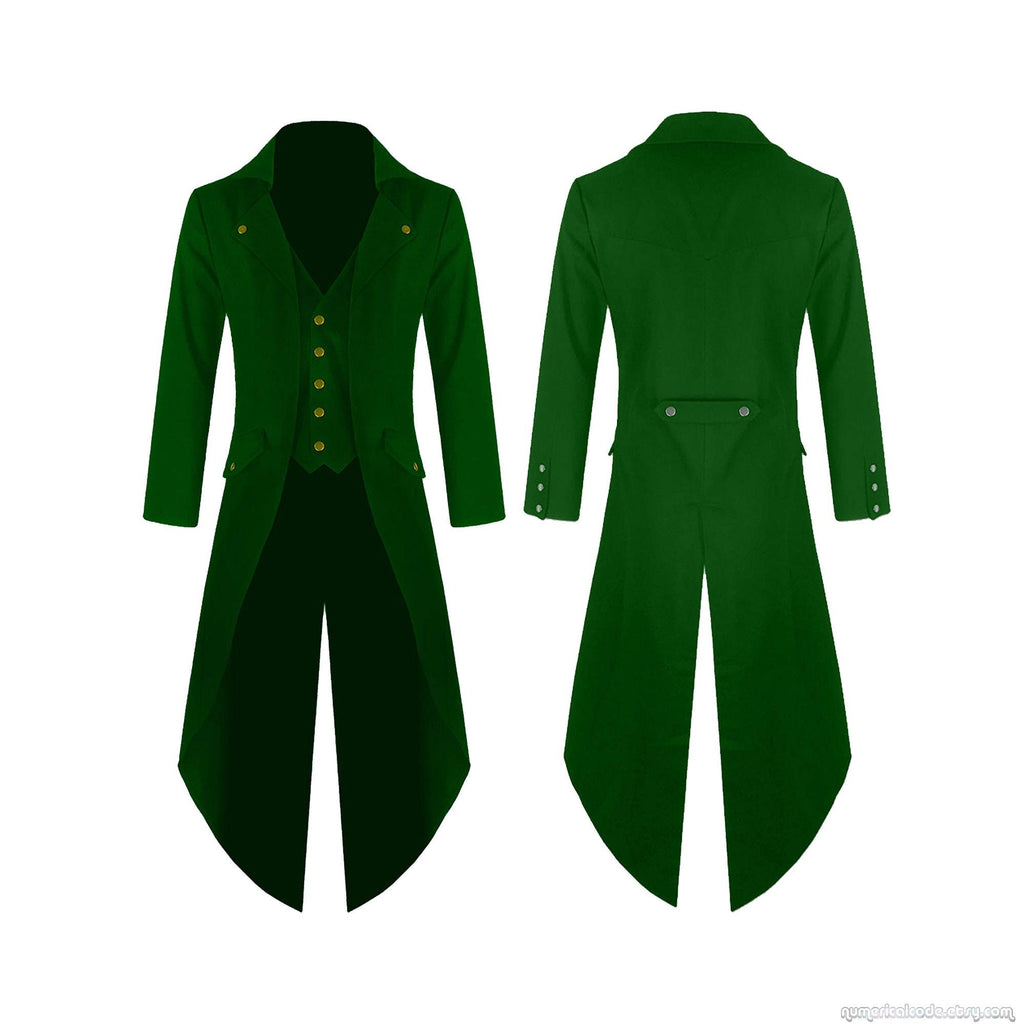 Men's Steampunk Tailcoat Jacket Gothic Victorian Coat VTG Cosplay Costume in 4 Colors