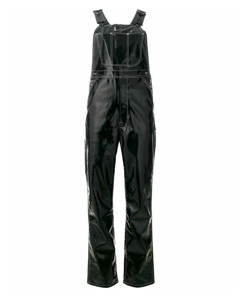 Vinyl Overalls, Dungarees, Jumpsuit, Romper, Playsuit , PVC, Leather , Shortall, Pinafore Dress- Black, Red Outdoor Workwear Overalls
