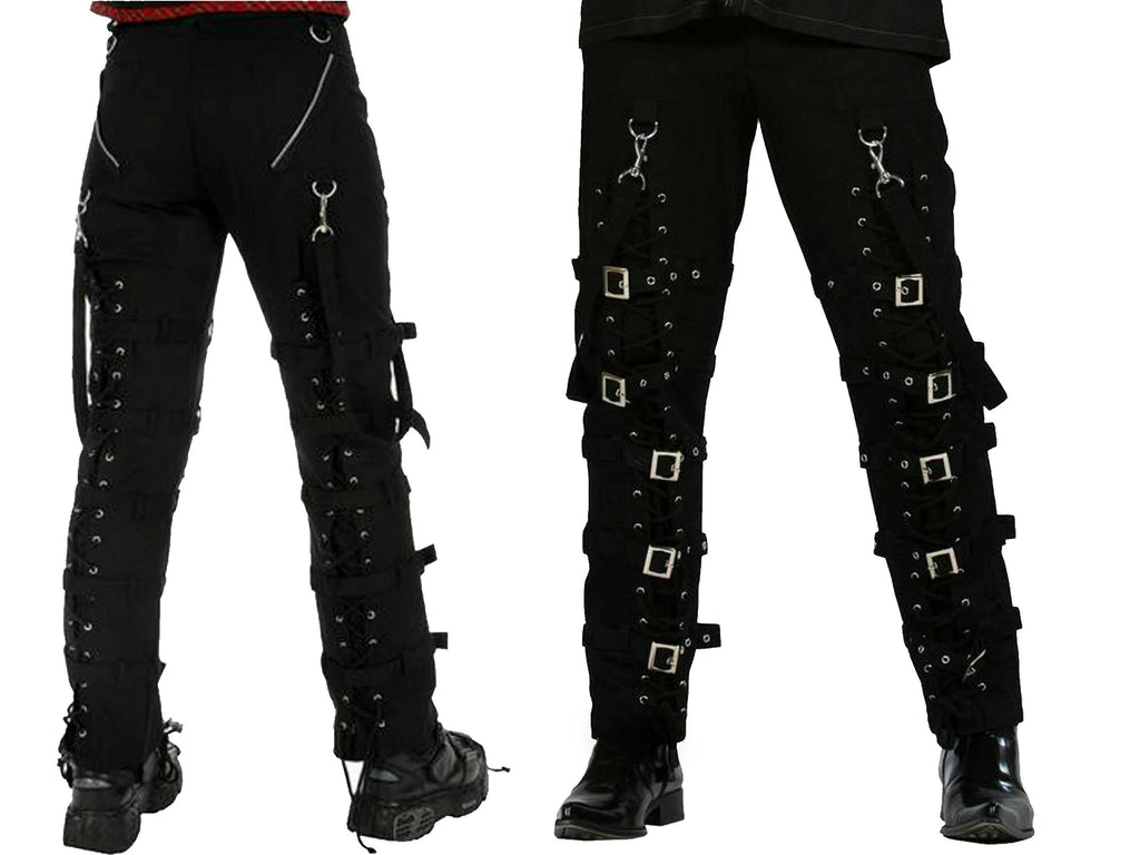 Men Gothic Black Buckles Zips Straps Trouser Goth Punk Cyber Pants