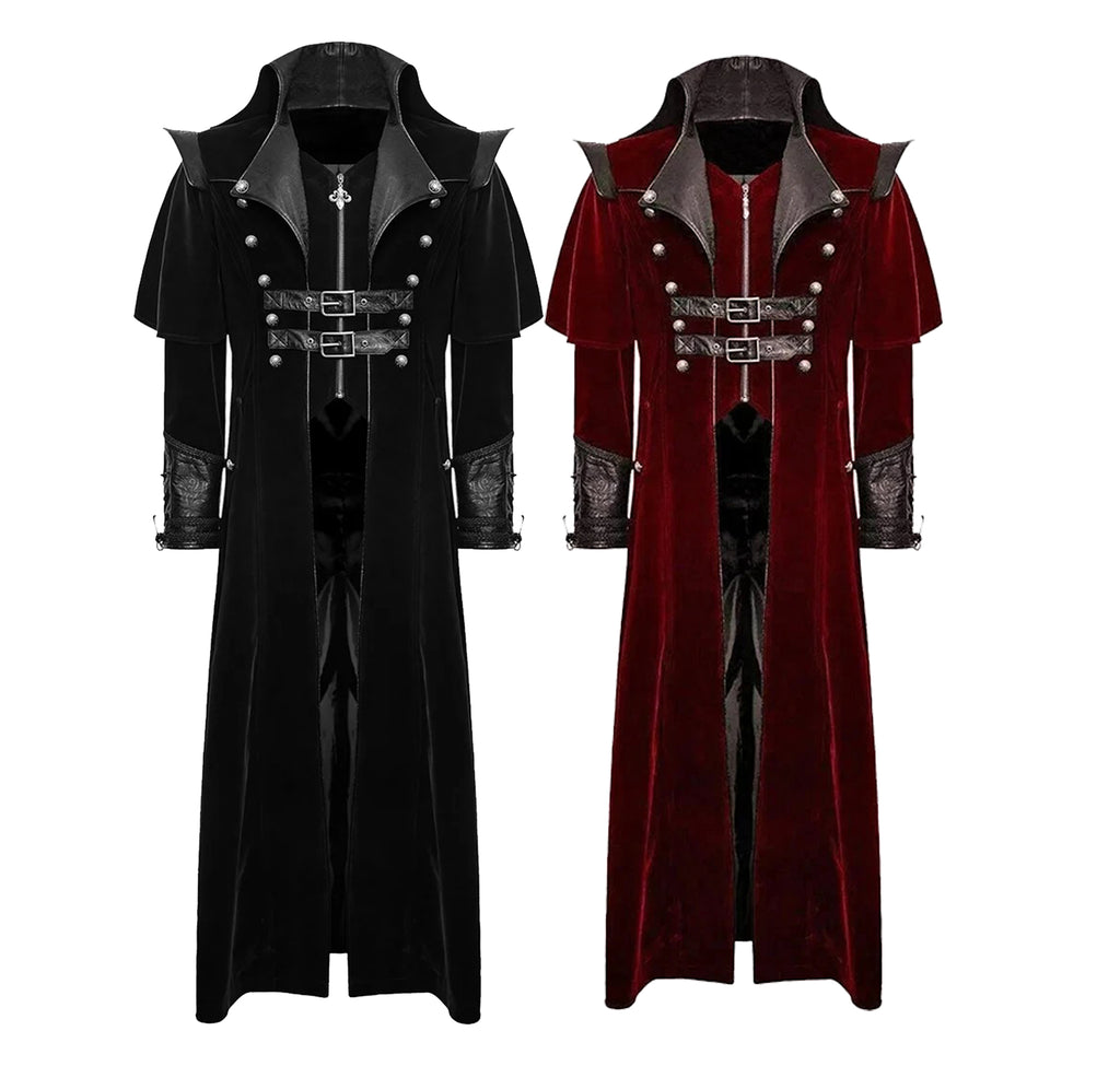 Men's Long Coat Costume Vintage Military Style Gothic Steam punk Trench Cosplay Party Pirate Jacket