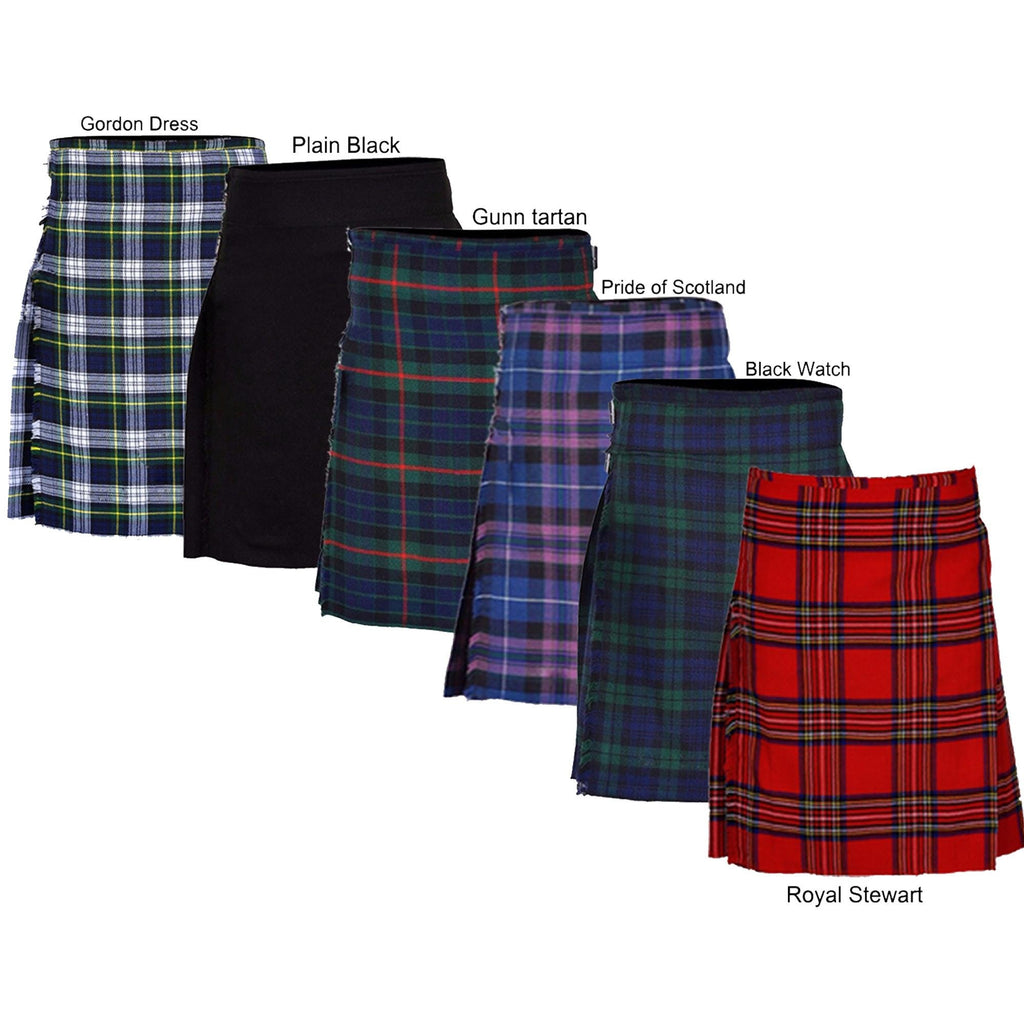 Men's Scottish Traditional 5 Yard Tartan Kilt 13oz Highland Shirt Casual Kilt (6 TARTANS)