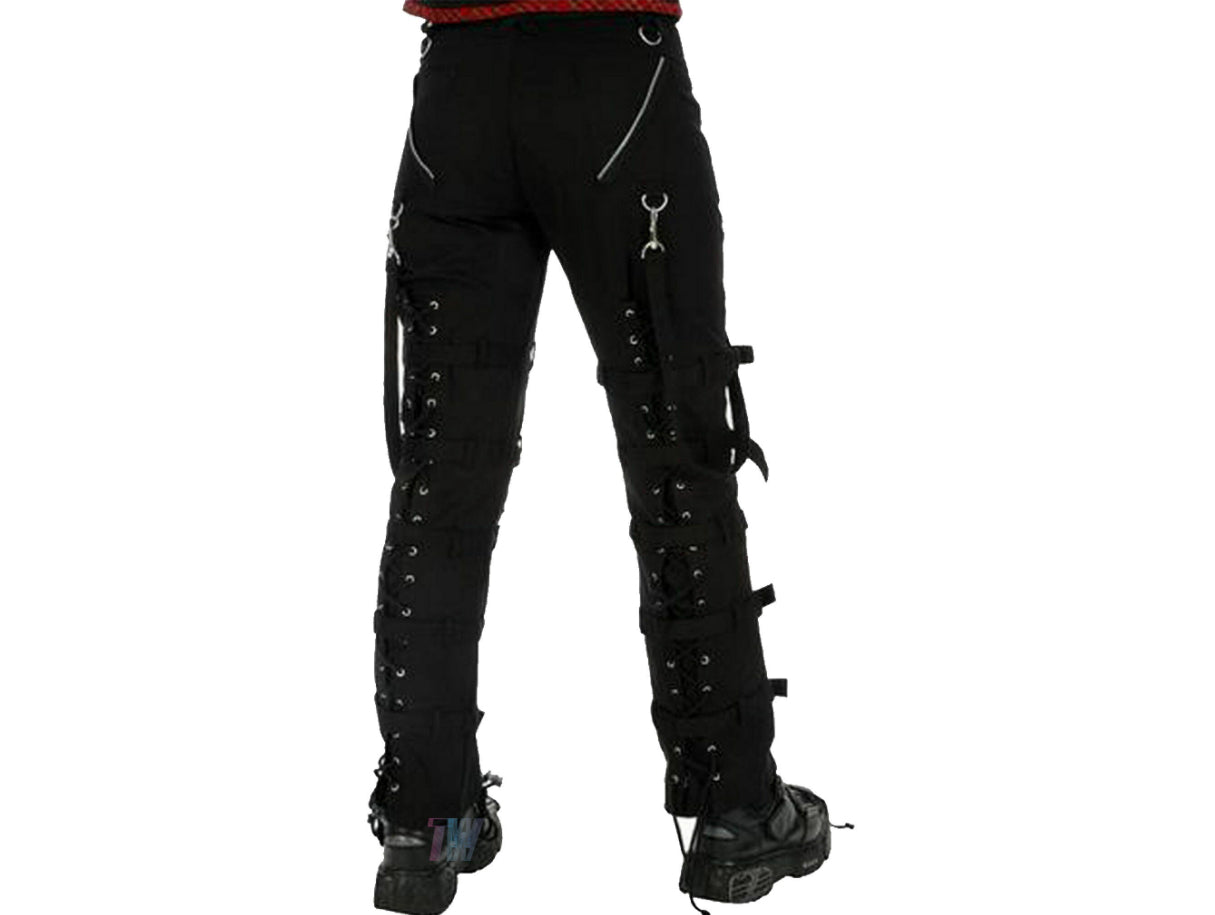 Men Gothic Black Buckles Zips Straps Trouser Goth Punk Cyber Pants