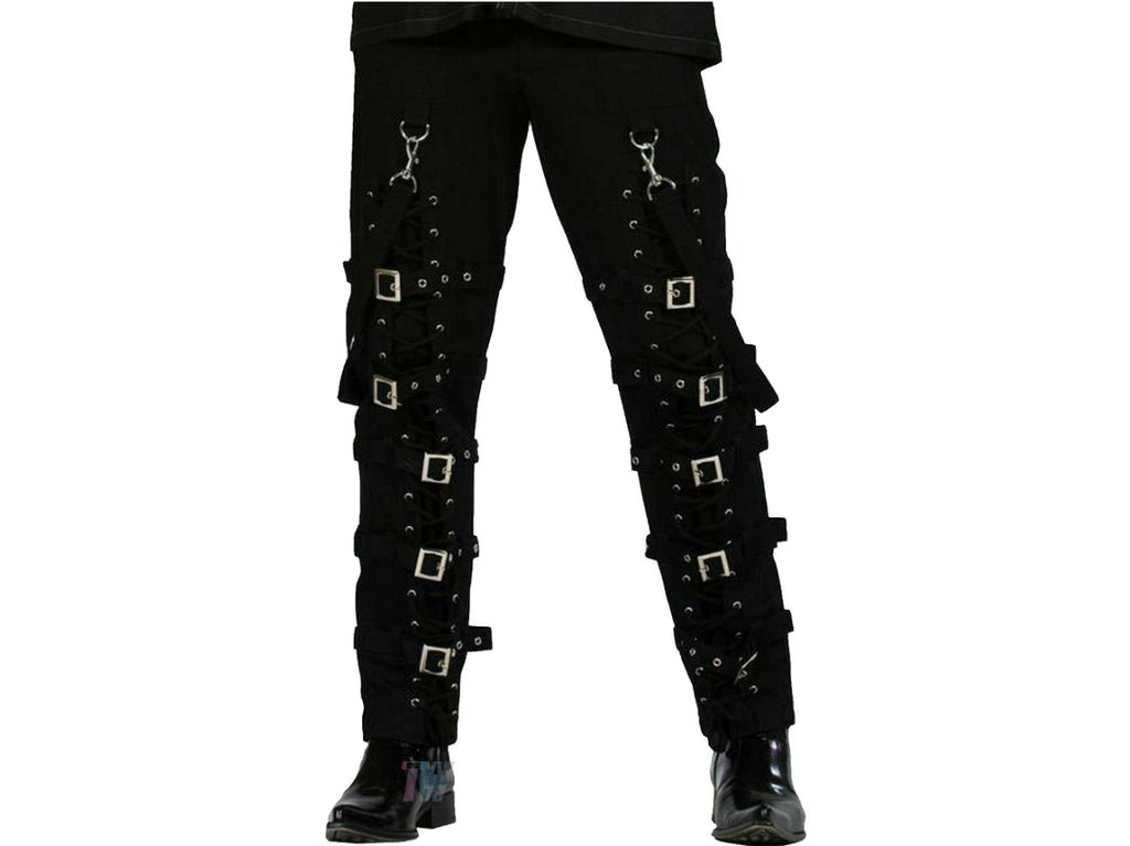 Men Gothic Black Buckles Zips Straps Trouser Goth Punk Cyber Pants