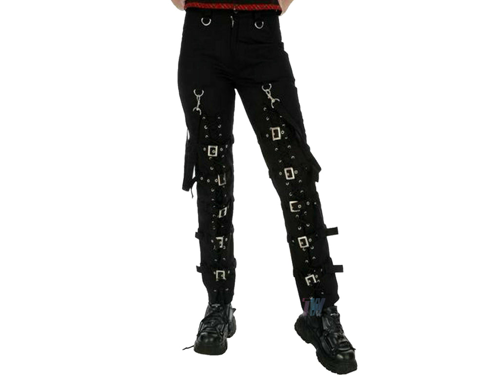 Men Gothic Black Buckles Zips Straps Trouser Goth Punk Cyber Pants