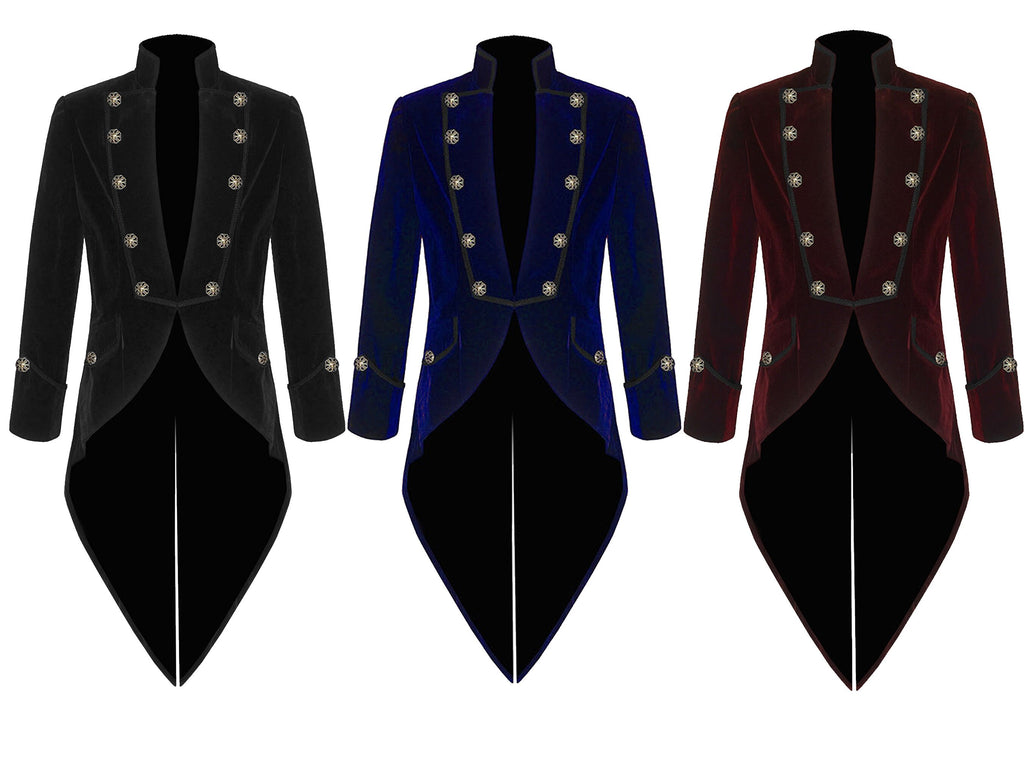 Men's Velvet Vladimir Tuxedo Jacket Tail coat Goth Steampunk Victorian