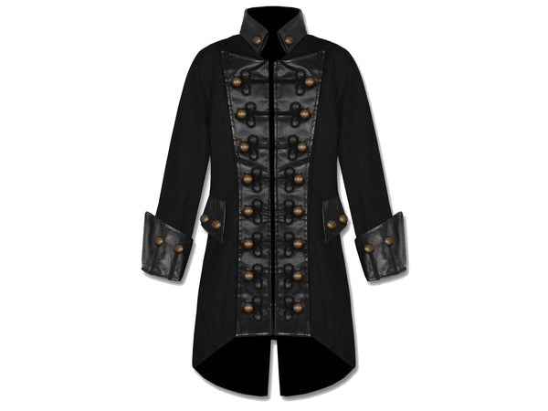 Men's Goth Steampunk Copper Button Military Pirate Costume Jacket