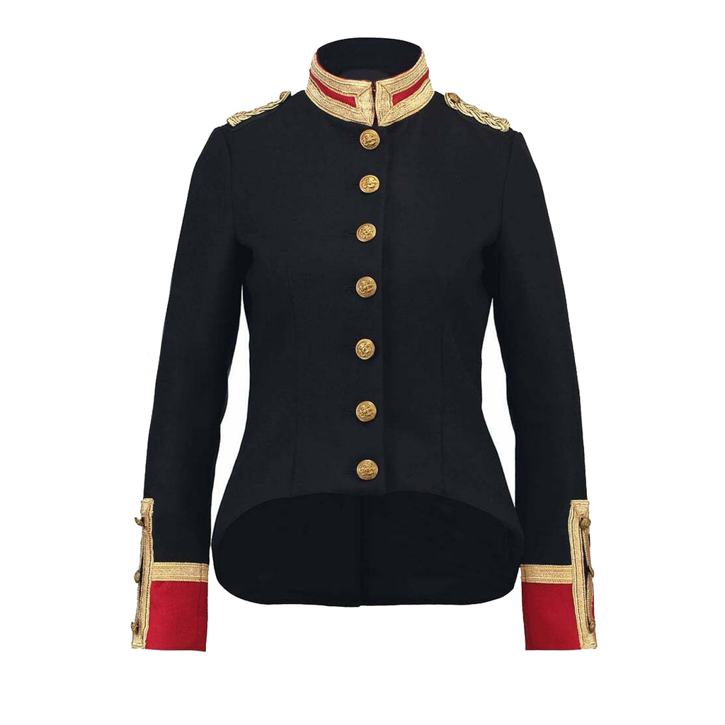 Ladies Black and Red Wool Military Commander Officer Hussar Gothic Blazer Banned Admiral Army Jacket