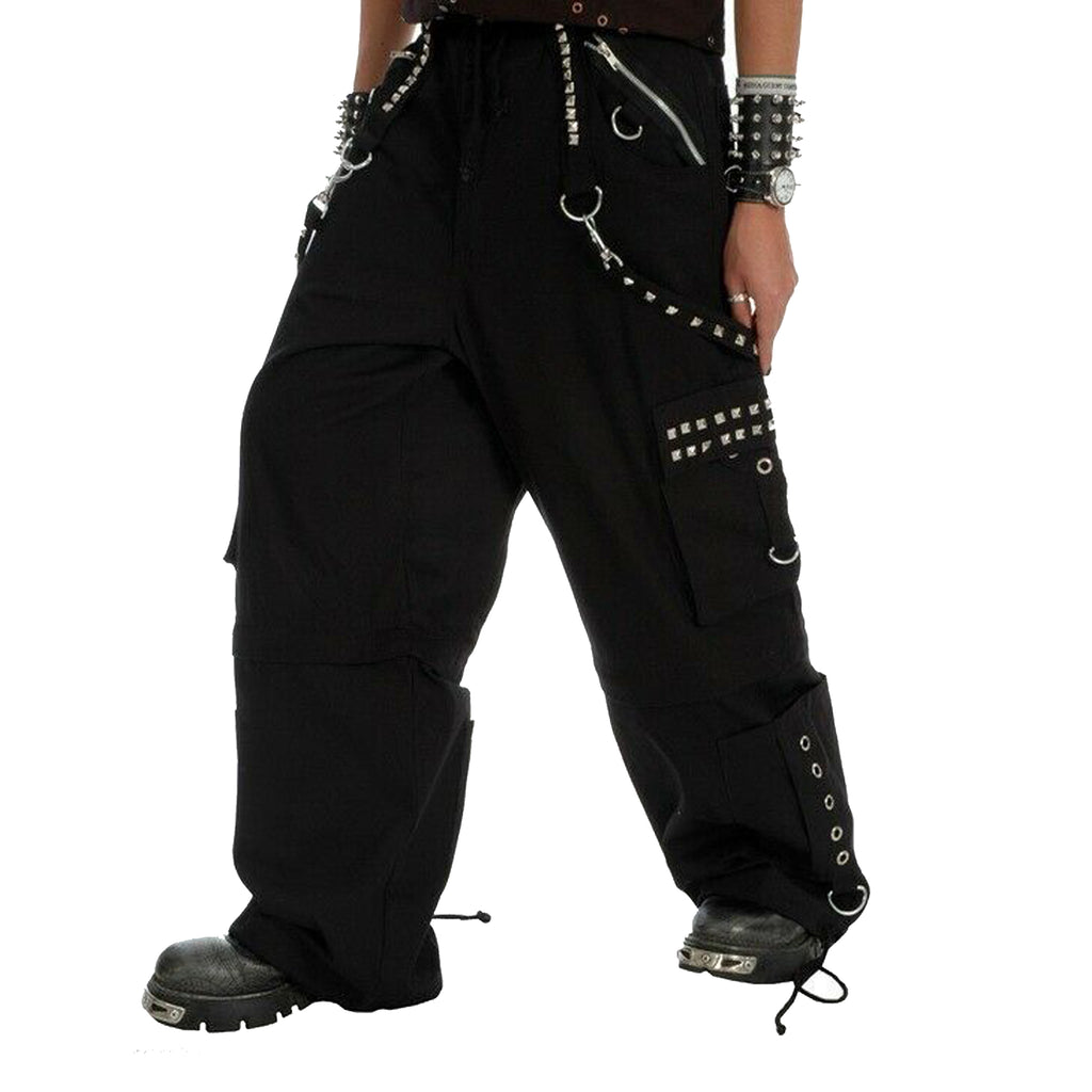 Men's Gothic Black Chrome Trousers Punk Rock Studs Metal And Chain Trouser Pant