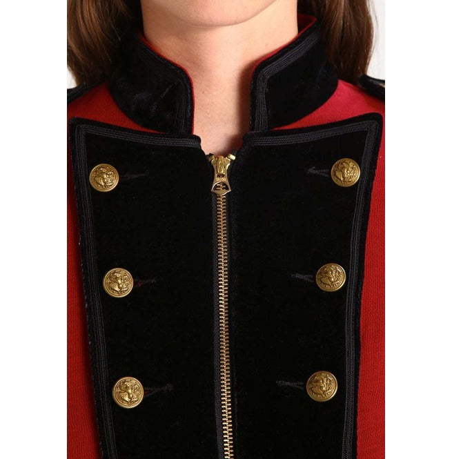 Women's Blue Black Wool Military Jacket Army Commander Officer Band Trench Steampunk