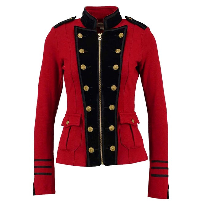 Women's Blue Black Wool Military Jacket Army Commander Officer Band Trench Steampunk
